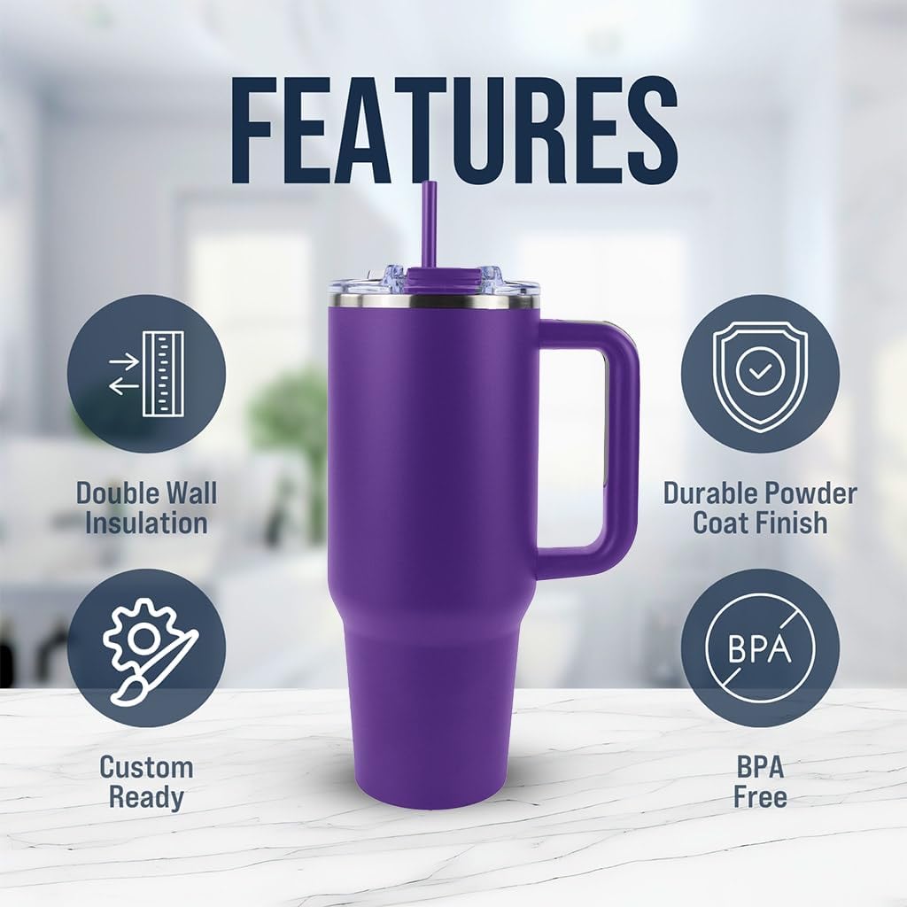 Hogg Big Swig 40oz Tumbler with Handle and Straw - Red, 40 oz Tumbler, Insulated Cup with Handle, 40oz Water Bottle with Straw, Thermal Cups, Leak Proof Lid, Travel Mugs, Stainless Steel