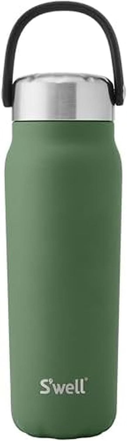 Recycled Stainless Steel Explorer with Insulated Lid and Handle, 32oz, Green Jasper, Triple Layered Vacuum Insulated Containers Keeps Drinks Cold for 42 Hours and Hot for 10