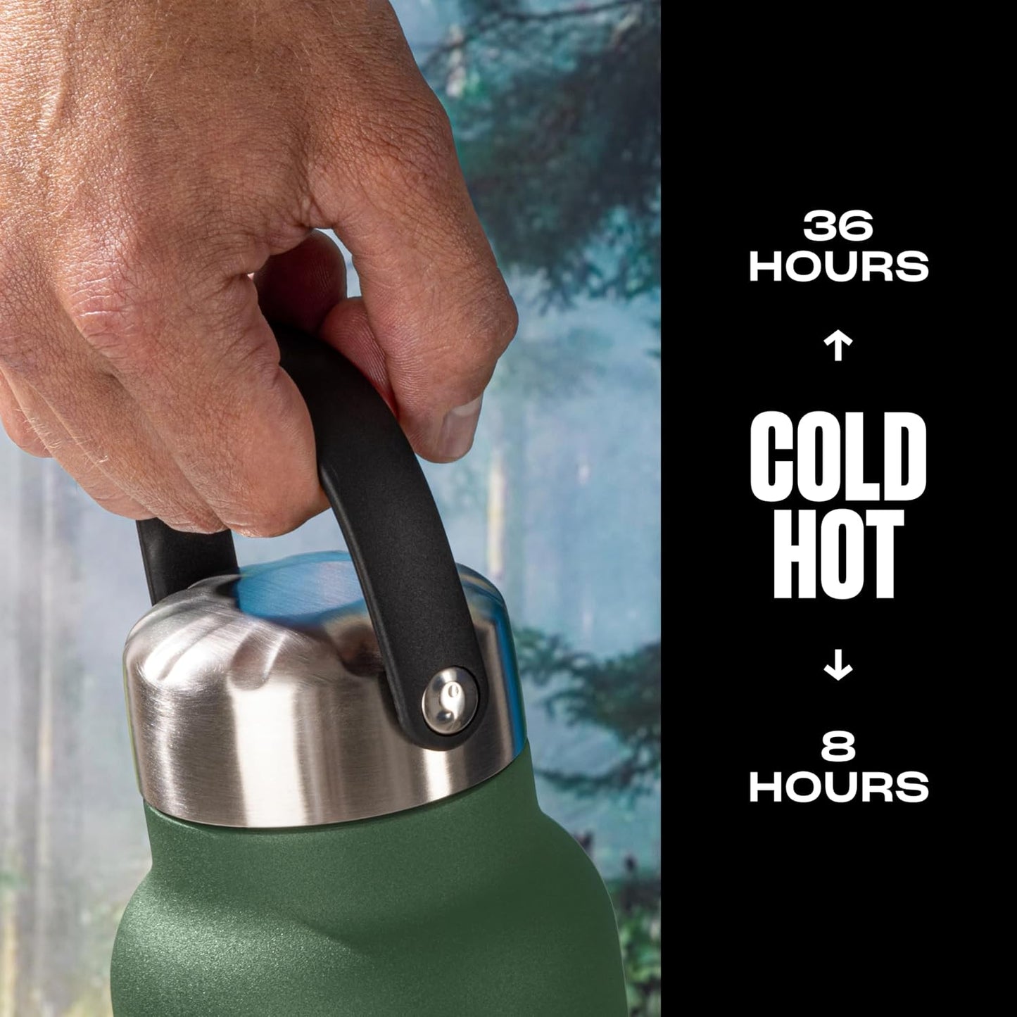 Recycled Stainless Steel Explorer with Insulated Lid and Handle, 32oz, Green Jasper, Triple Layered Vacuum Insulated Containers Keeps Drinks Cold for 42 Hours and Hot for 10
