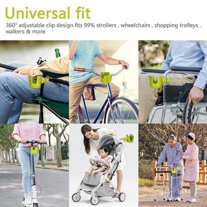 Universal Stroller Cup Holder, Adjustable Drink Holder with Phone Holder for Baby Stroller, Wheelchair, Walker, Bike, Scooter, Gifts for Family Member.
