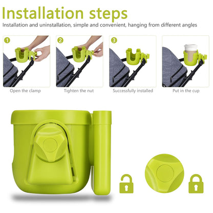 Universal Stroller Cup Holder, Adjustable Drink Holder with Phone Holder for Baby Stroller, Wheelchair, Walker, Bike, Scooter, Gifts for Family Member.