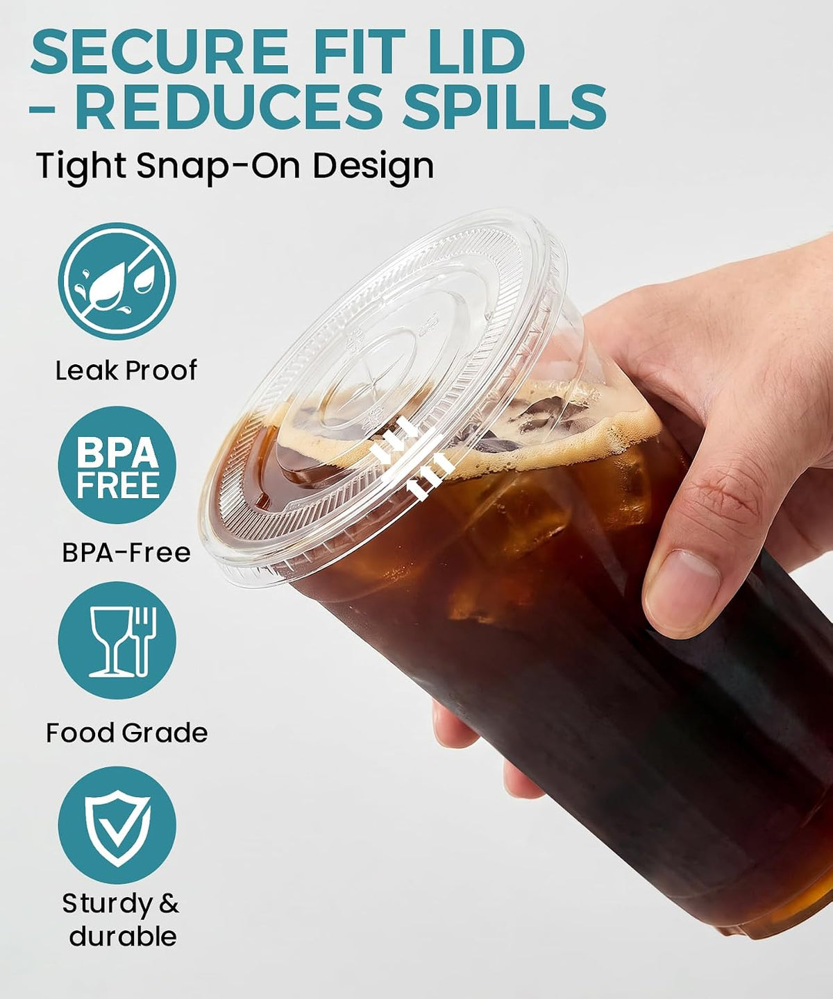 32 oz Clear Plastic Cups with Lids and Jumbo Boba Straws