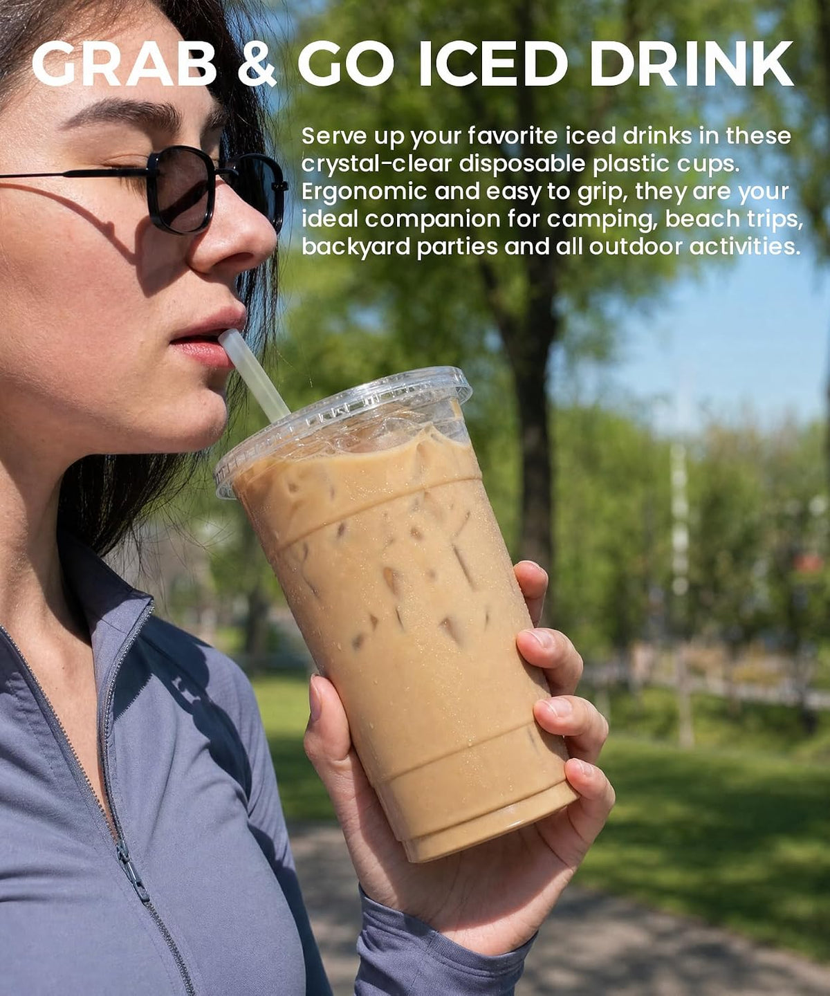 32 oz Clear Plastic Cups with Lids and Jumbo Boba Straws