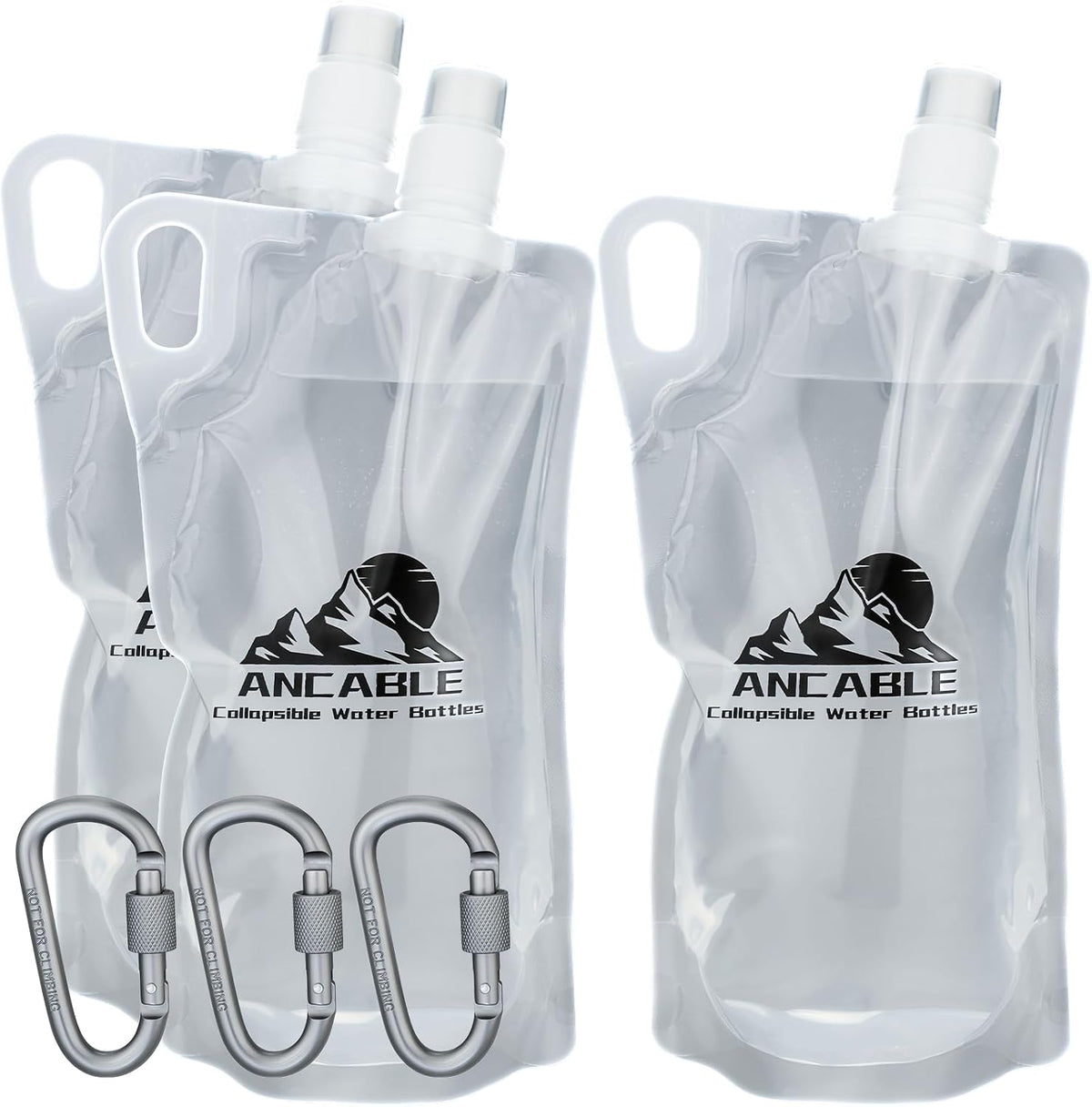 33oz (1L) Collapsible Water Bottles, 3-Pack Reusable Travel Foldable Water Bottles for Hiking Camping Running Bike, BPA-Free Water Bottle