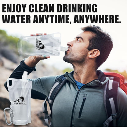 33oz (1L) Collapsible Water Bottles, 3-Pack Reusable Travel Foldable Water Bottles for Hiking Camping Running Bike, BPA-Free Water Bottle
