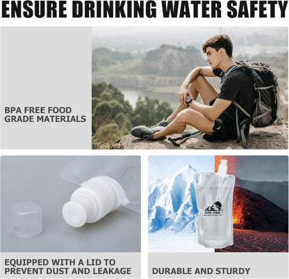 33oz (1L) Collapsible Water Bottles, 3-Pack Reusable Travel Foldable Water Bottles for Hiking Camping Running Bike, BPA-Free Water Bottle