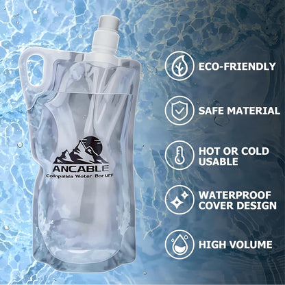 33oz (1L) Collapsible Water Bottles, 3-Pack Reusable Travel Foldable Water Bottles for Hiking Camping Running Bike, BPA-Free Water Bottle