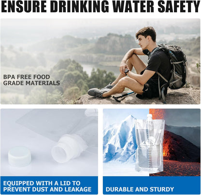 33oz (1L) Collapsible Water Bottles, 3-Pack Reusable Travel Foldable Water Bottles for Hiking Camping Running Bike, BPA-Free Water Bottle
