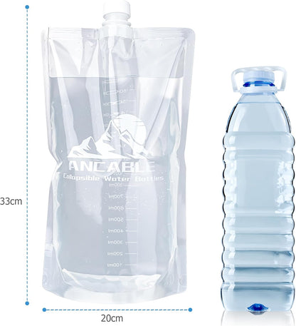 33oz (1L) Collapsible Water Bottles, 3-Pack Reusable Travel Foldable Water Bottles for Hiking Camping Running Bike, BPA-Free Water Bottle