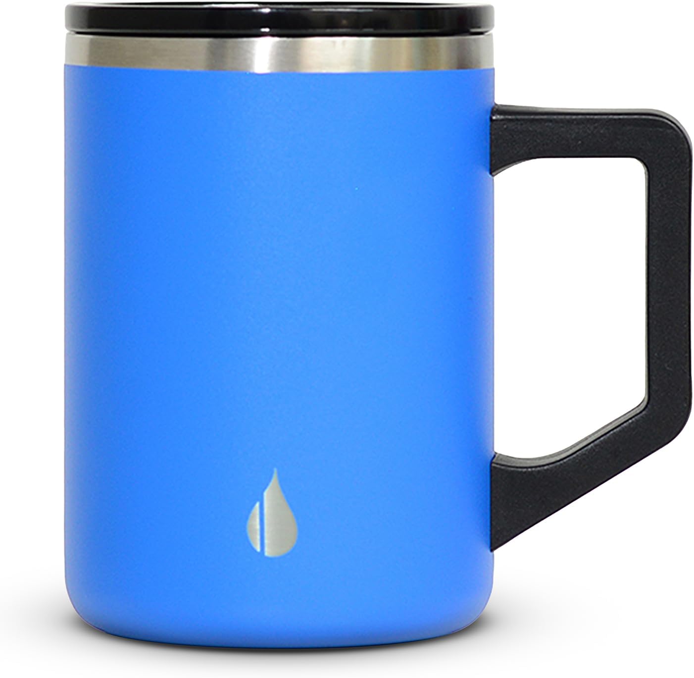Insulated Coffee Mug - Triple-Wall Stainless Steel Summit Travel Cup for Hot and Cold Drinks - Thermal Coffee Mug with Lid and Handle for Camping, Office & Travel 12oz - Black