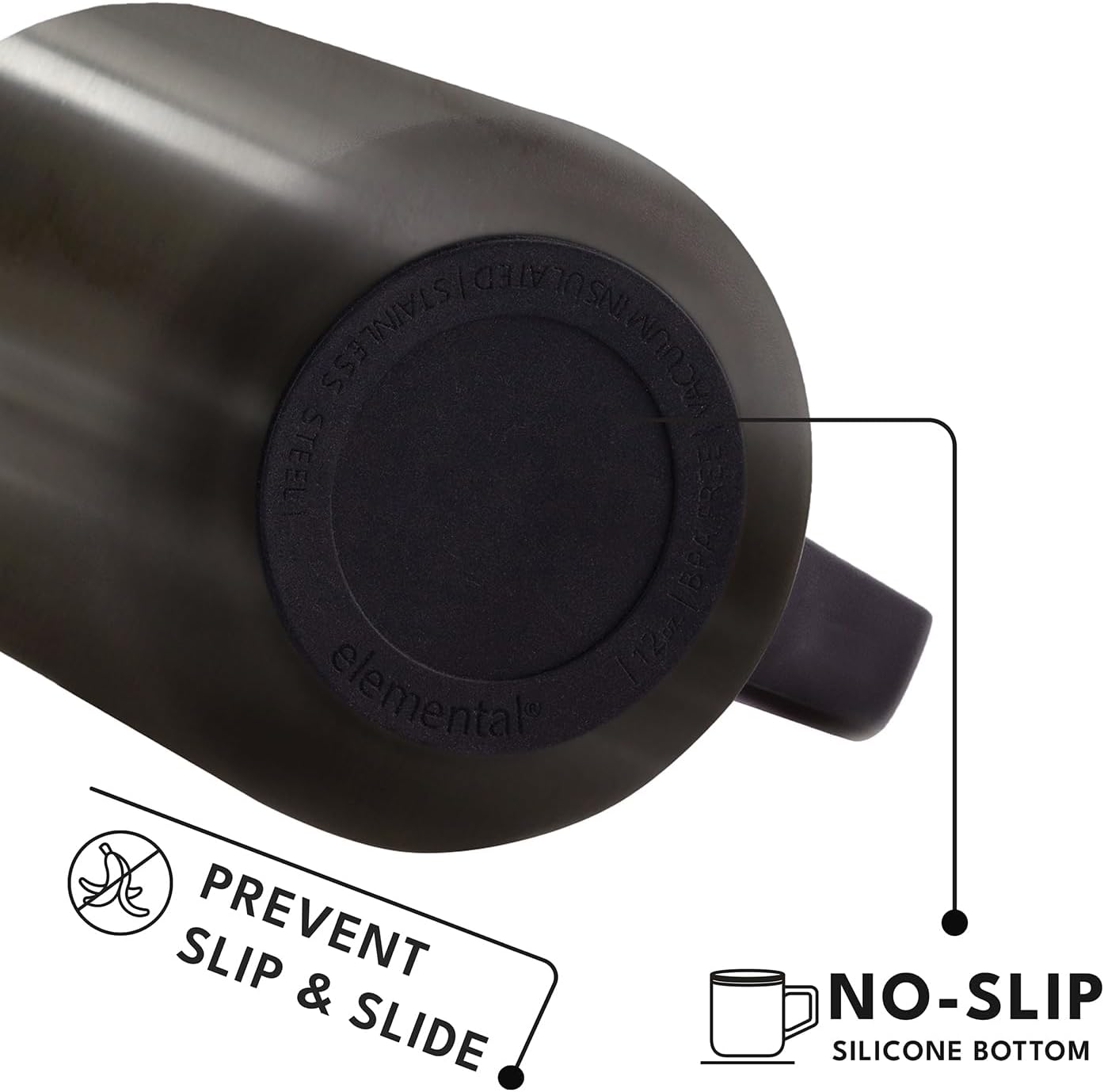 Insulated Coffee Mug - Triple-Wall Stainless Steel Summit Travel Cup for Hot and Cold Drinks - Thermal Coffee Mug with Lid and Handle for Camping, Office & Travel 12oz - Black