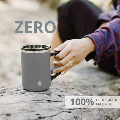 Insulated Coffee Mug - Triple-Wall Stainless Steel Summit Travel Cup for Hot and Cold Drinks - Thermal Coffee Mug with Lid and Handle for Camping, Office & Travel 12oz - Black