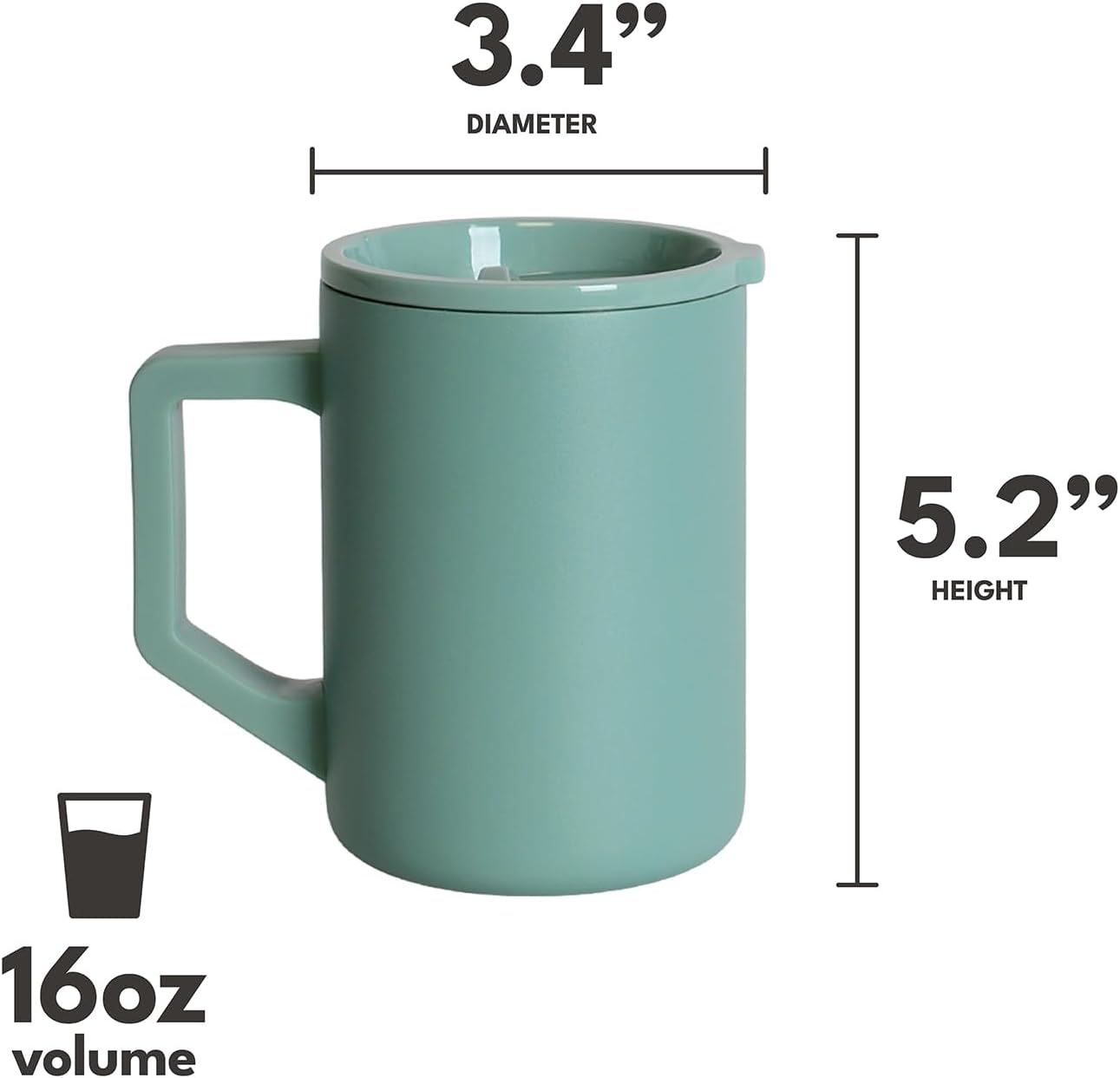 Insulated Coffee Mug - Triple-Wall Stainless Steel Summit Travel Cup for Hot and Cold Drinks - Thermal Coffee Mug with Lid and Handle for Camping, Office & Travel 12oz - Black