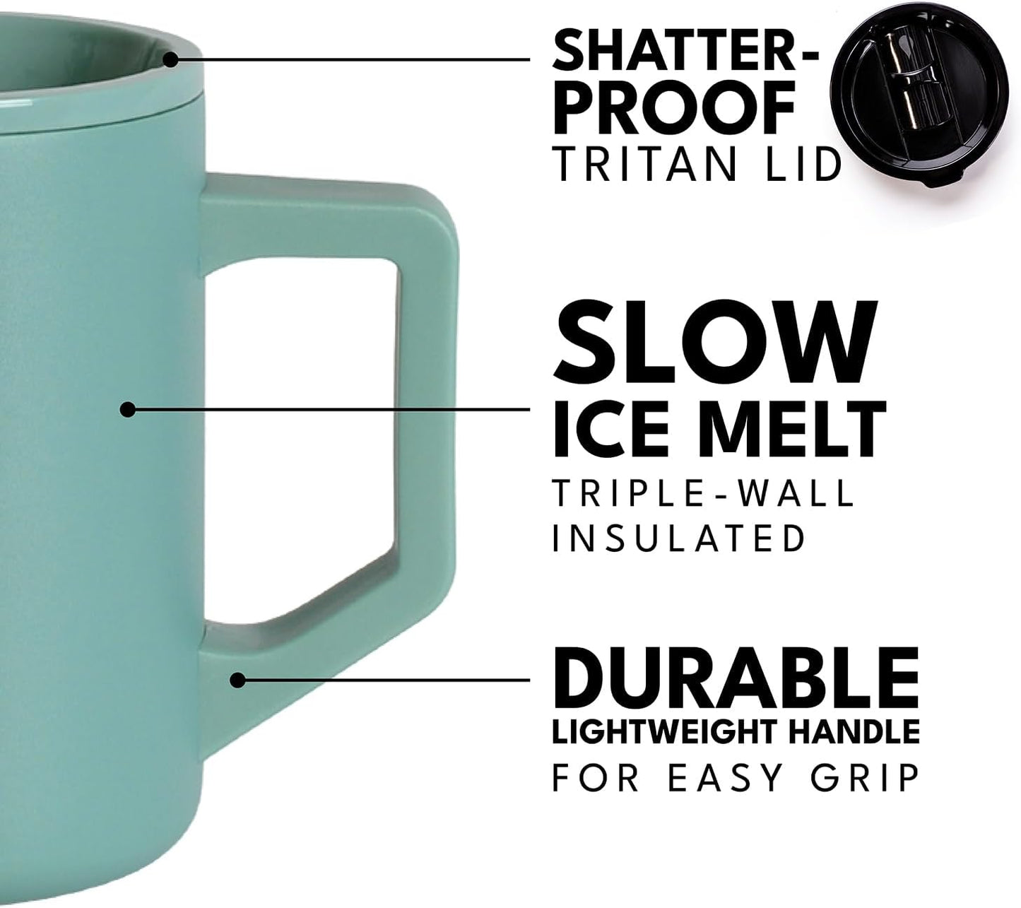 Insulated Coffee Mug - Triple-Wall Stainless Steel Summit Travel Cup for Hot and Cold Drinks - Thermal Coffee Mug with Lid and Handle for Camping, Office & Travel 12oz - Black