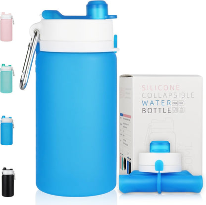 Collapsible Water Bottles, 19oz Foldable Silicone Travel Bottles