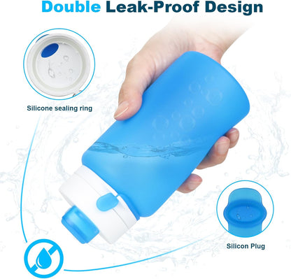 Collapsible Water Bottles, 19oz Foldable Silicone Travel Bottles