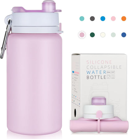 Collapsible Water Bottles, 19oz Foldable Silicone Travel Bottles
