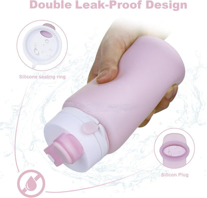 Collapsible Water Bottles, 19oz Foldable Silicone Travel Bottles