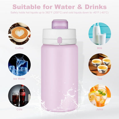 Collapsible Water Bottles, 19oz Foldable Silicone Travel Bottles