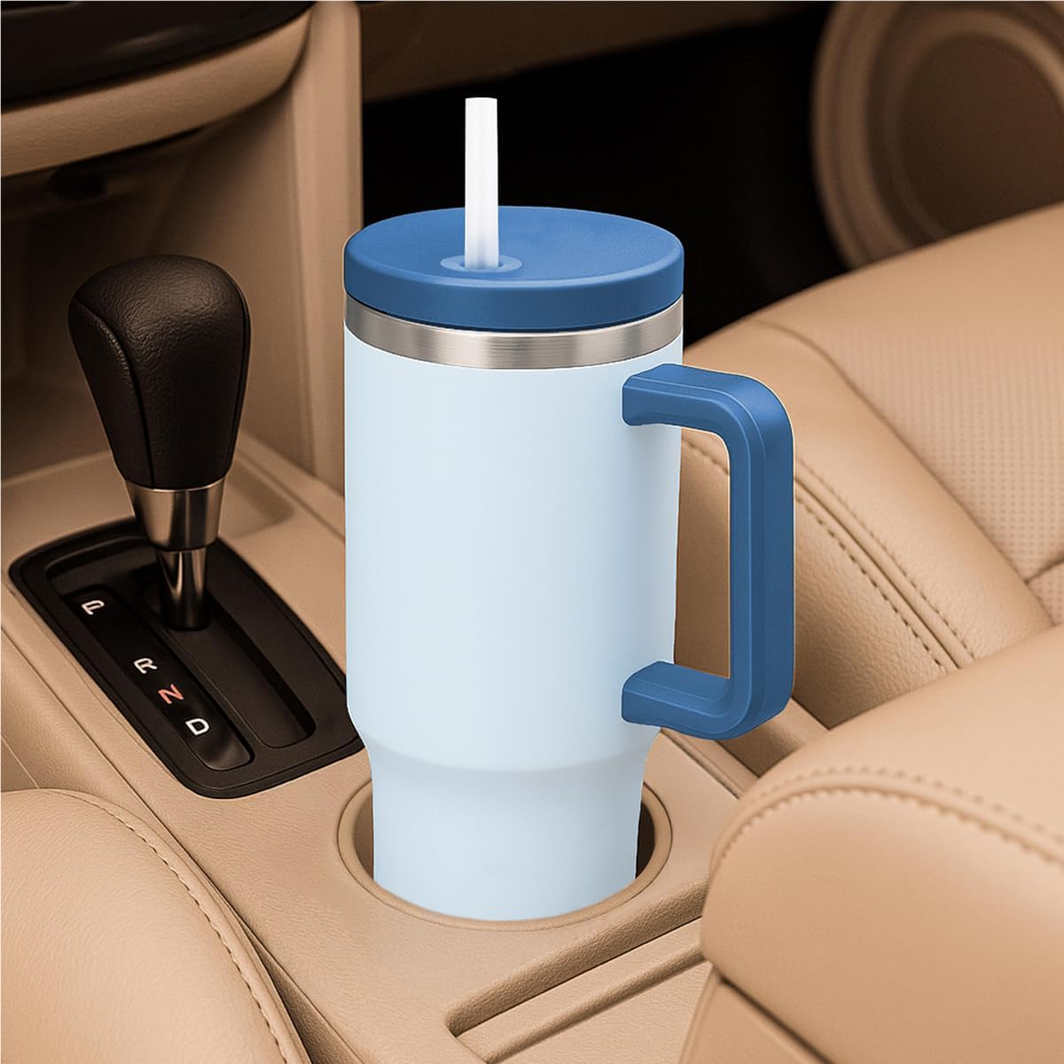 Glad Pioneer Stainless Steel Tumbler with Lid and Straw - Double Walled Insulated Cup with Handle - Leak Resistant & Cup Holder Compatible, Drinks Stay Cold All Day, 40oz, Rust