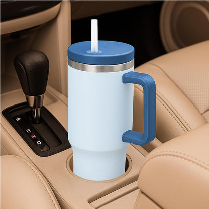 Glad Pioneer Stainless Steel Tumbler with Lid and Straw - Double Walled Insulated Cup with Handle - Leak Resistant & Cup Holder Compatible, Drinks Stay Cold All Day, 40oz, Rust