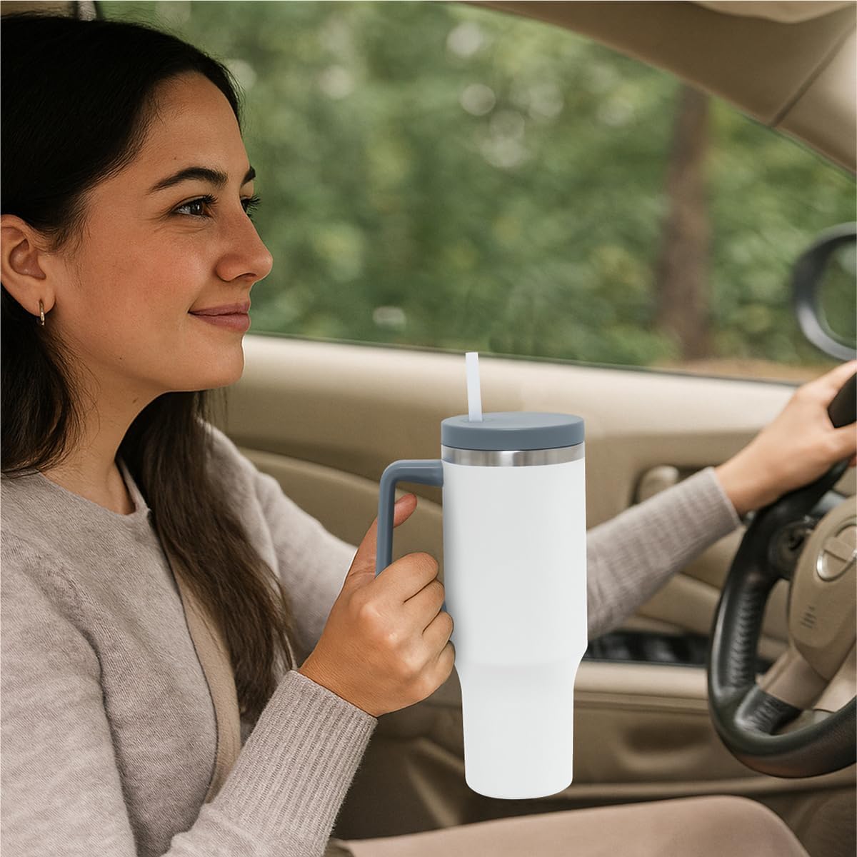 Glad Pioneer Stainless Steel Tumbler with Lid and Straw - Double Walled Insulated Cup with Handle - Leak Resistant & Cup Holder Compatible, Drinks Stay Cold All Day, 40oz, Rust