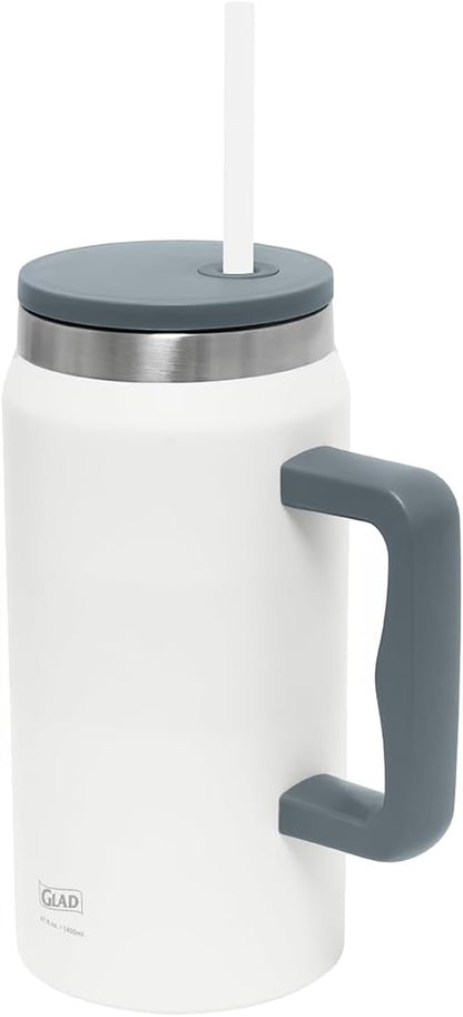 Glad Pioneer Stainless Steel Tumbler with Lid and Straw - Double Walled Insulated Cup with Handle - Leak Resistant & Cup Holder Compatible, Drinks Stay Cold All Day, 40oz, Rust