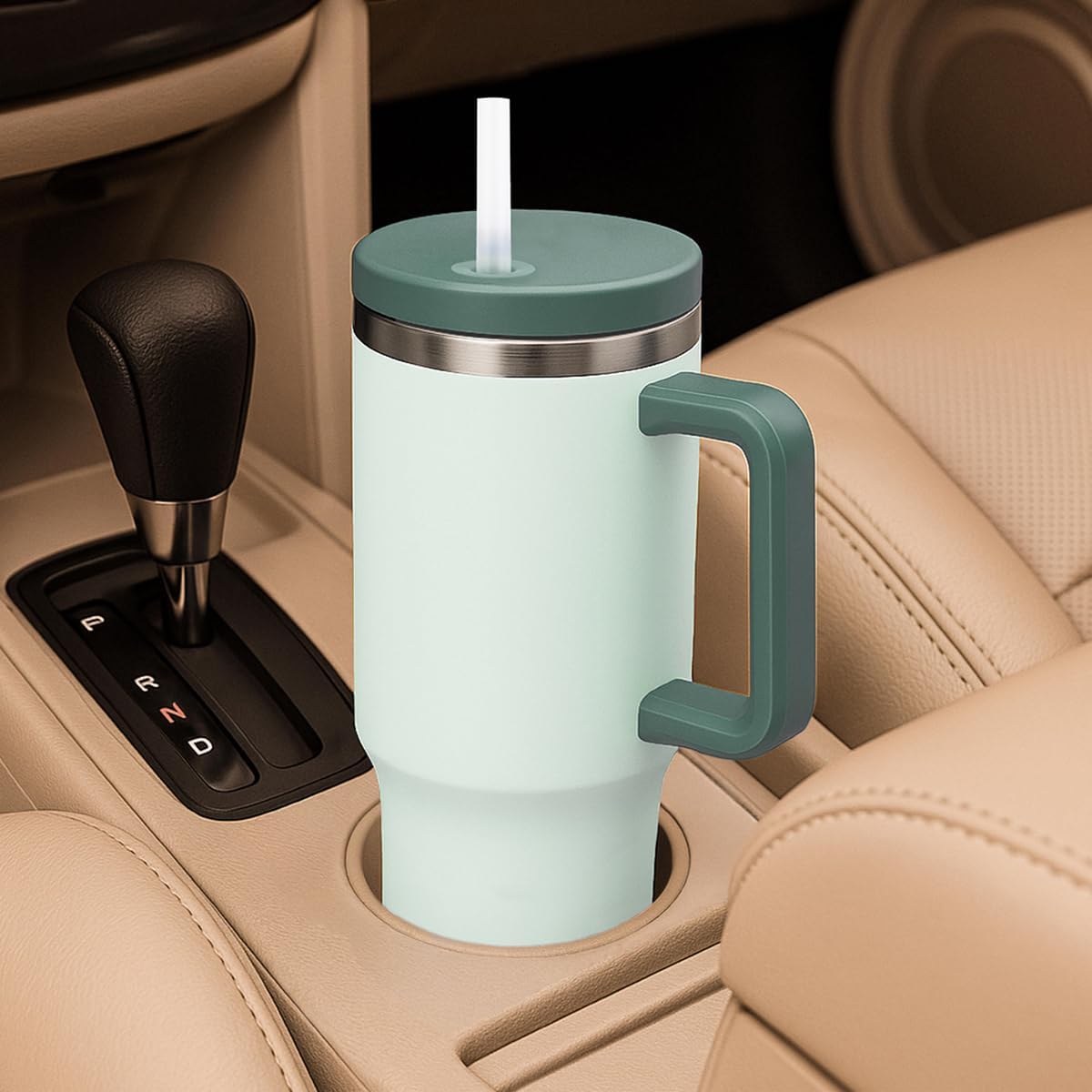 Glad Pioneer Stainless Steel Tumbler with Lid and Straw - Double Walled Insulated Cup with Handle - Leak Resistant & Cup Holder Compatible, Drinks Stay Cold All Day, 40oz, Rust