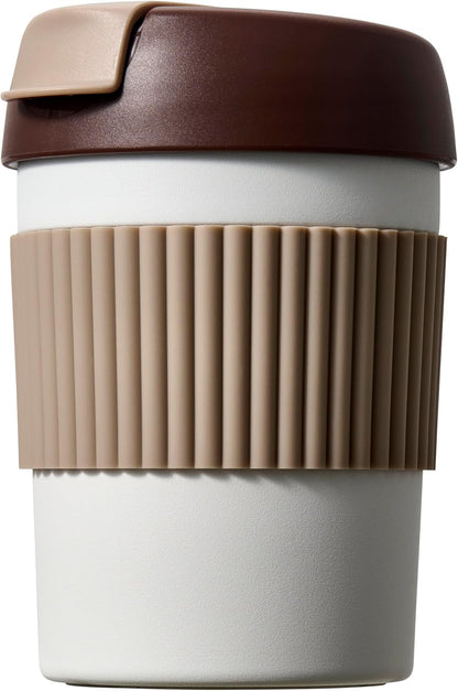 Rainbow Leakproof Travel Coffee Mug, 16oz Insulated Coffee Mug Grey | Flip top lid, double wall vacuum keeping cold hot 6H, smooth sip, cup holder fit idle for commute office EDC gift