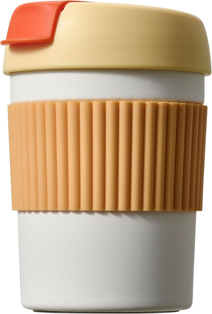 Rainbow Leakproof Travel Coffee Mug, 16oz Insulated Coffee Mug Grey | Flip top lid, double wall vacuum keeping cold hot 6H, smooth sip, cup holder fit idle for commute office EDC gift