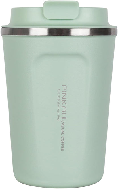 12oz Travel Coffee Mug, Double Wall Insulated Coffee Cup with Flip Lid, Vacuum Stainless Steel Reusable Thermal Cup for Hot & Cold Drinks, Mint Green