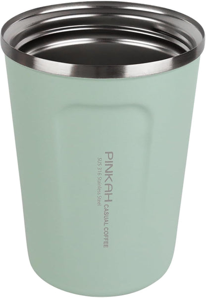 12oz Travel Coffee Mug, Double Wall Insulated Coffee Cup with Flip Lid, Vacuum Stainless Steel Reusable Thermal Cup for Hot & Cold Drinks, Mint Green
