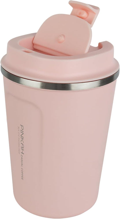 12oz Travel Coffee Mug, Double Wall Insulated Coffee Cup with Flip Lid, Vacuum Stainless Steel Reusable Thermal Cup for Hot & Cold Drinks, Mint Green