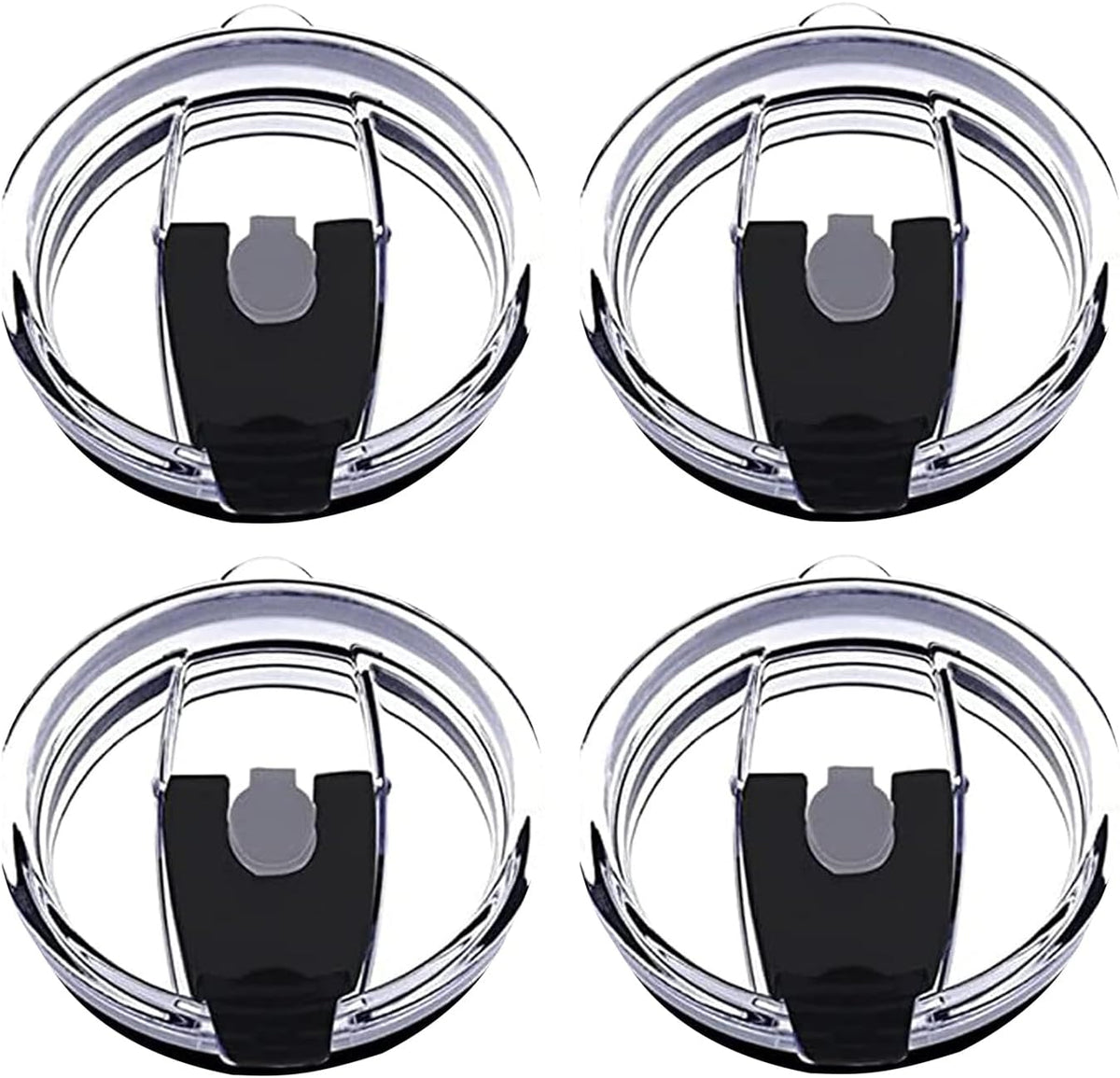 4 Pack 20 oz Tumbler Lids for YETI and More Tumblers,Cup,Travel Coffee Mug Spill Proof Splash Resistant Silicone Sliding Covers(Black)