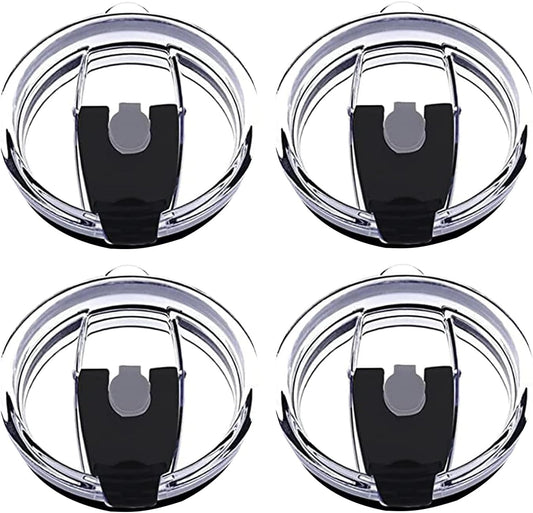 4 Pack 20 oz Tumbler Lids for YETI and More Tumblers,Cup,Travel Coffee Mug Spill Proof Splash Resistant Silicone Sliding Covers(Black)