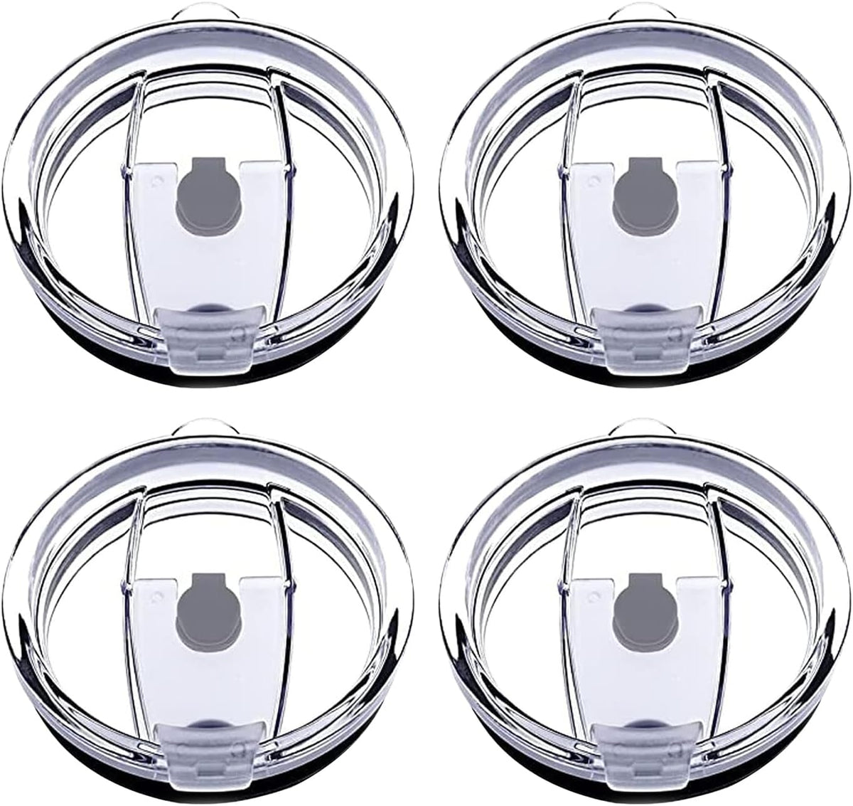 4 Pack 20 oz Tumbler Lids for YETI and More Tumblers,Cup,Travel Coffee Mug Spill Proof Splash Resistant Silicone Sliding Covers(Black)