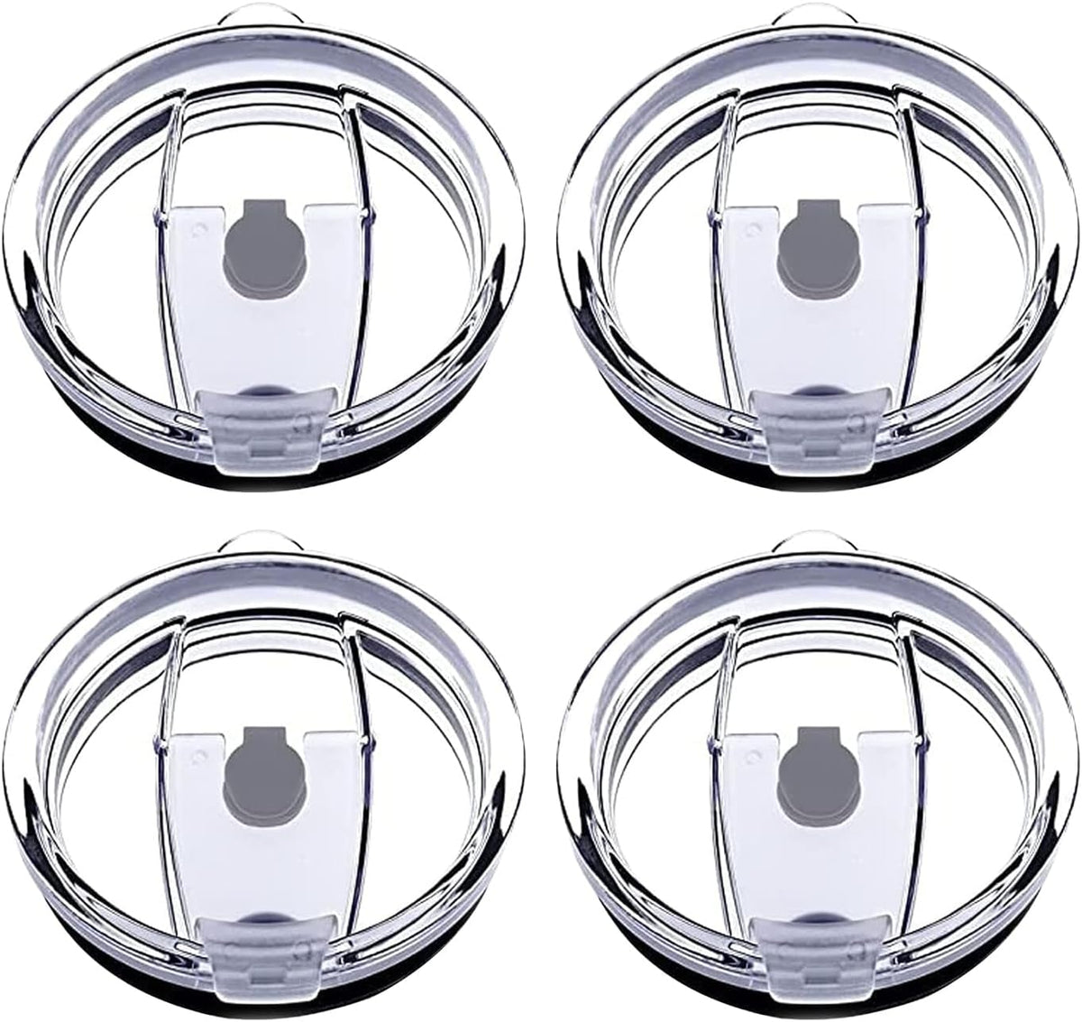 4 Pack 20 oz Tumbler Lids for YETI and More Tumblers,Cup,Travel Coffee Mug Spill Proof Splash Resistant Silicone Sliding Covers(Black)