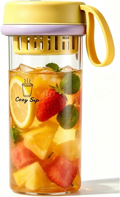 Fruit Infuser Water Bottle,17oz, Clear Plastic Drink Tumbler,Iced Coffee Tumbler,Lemon Tea Travel Cup, Leakproof Shatter Proof for Indoor & Outdoor(Orange)