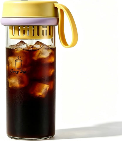 Fruit Infuser Water Bottle,17oz, Clear Plastic Drink Tumbler,Iced Coffee Tumbler,Lemon Tea Travel Cup, Leakproof Shatter Proof for Indoor & Outdoor(Orange)