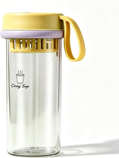 Fruit Infuser Water Bottle,17oz, Clear Plastic Drink Tumbler,Iced Coffee Tumbler,Lemon Tea Travel Cup, Leakproof Shatter Proof for Indoor & Outdoor(Orange)