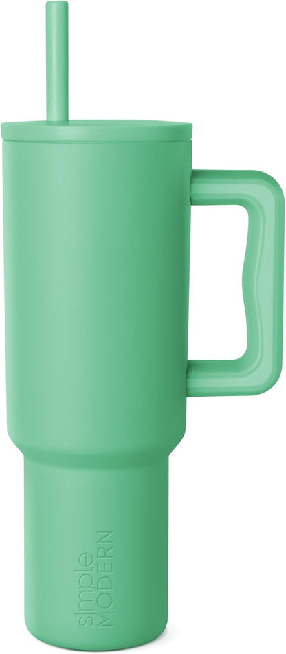 40oz Leak-Proof Ceramic Lined Tumbler with Handle | Skiing | Trek Signature Insulated Water Bottle with Straw Lid | Cupholder Friendly Tumbler with Silicone Base | Downhill Skiing
