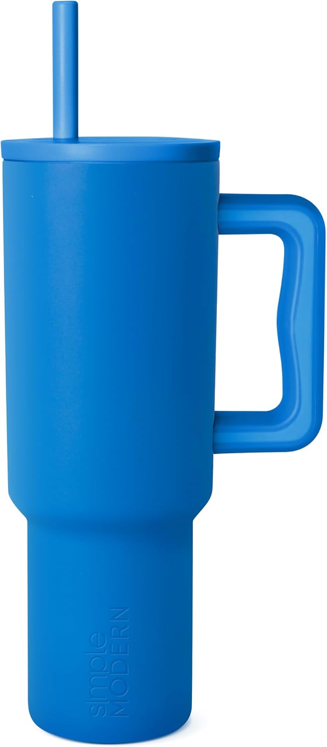 40oz Leak-Proof Ceramic Lined Tumbler with Handle | Skiing | Trek Signature Insulated Water Bottle with Straw Lid | Cupholder Friendly Tumbler with Silicone Base | Downhill Skiing