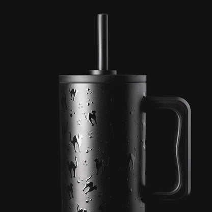 40oz Leak-Proof Ceramic Lined Tumbler with Handle | Skiing | Trek Signature Insulated Water Bottle with Straw Lid | Cupholder Friendly Tumbler with Silicone Base | Downhill Skiing