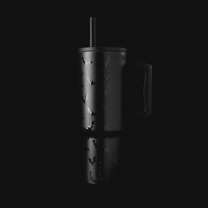 40oz Leak-Proof Ceramic Lined Tumbler with Handle | Skiing | Trek Signature Insulated Water Bottle with Straw Lid | Cupholder Friendly Tumbler with Silicone Base | Downhill Skiing