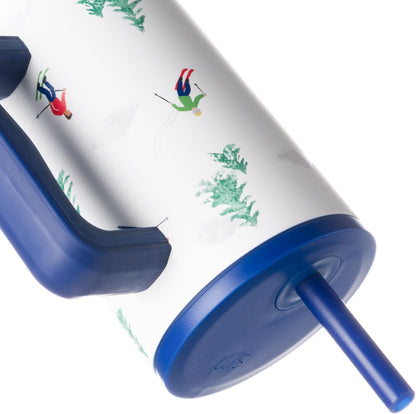 40oz Leak-Proof Ceramic Lined Tumbler with Handle | Skiing | Trek Signature Insulated Water Bottle with Straw Lid | Cupholder Friendly Tumbler with Silicone Base | Downhill Skiing