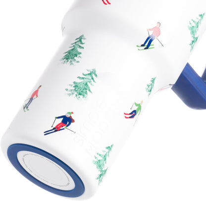 40oz Leak-Proof Ceramic Lined Tumbler with Handle | Skiing | Trek Signature Insulated Water Bottle with Straw Lid | Cupholder Friendly Tumbler with Silicone Base | Downhill Skiing