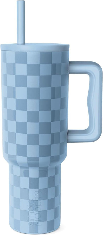 40oz Leak-Proof Ceramic Lined Tumbler with Handle | Skiing | Trek Signature Insulated Water Bottle with Straw Lid | Cupholder Friendly Tumbler with Silicone Base | Downhill Skiing