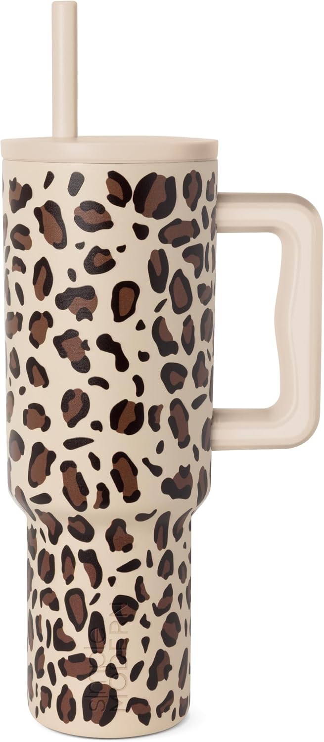 40oz Leak-Proof Ceramic Lined Tumbler with Handle | Skiing | Trek Signature Insulated Water Bottle with Straw Lid | Cupholder Friendly Tumbler with Silicone Base | Downhill Skiing