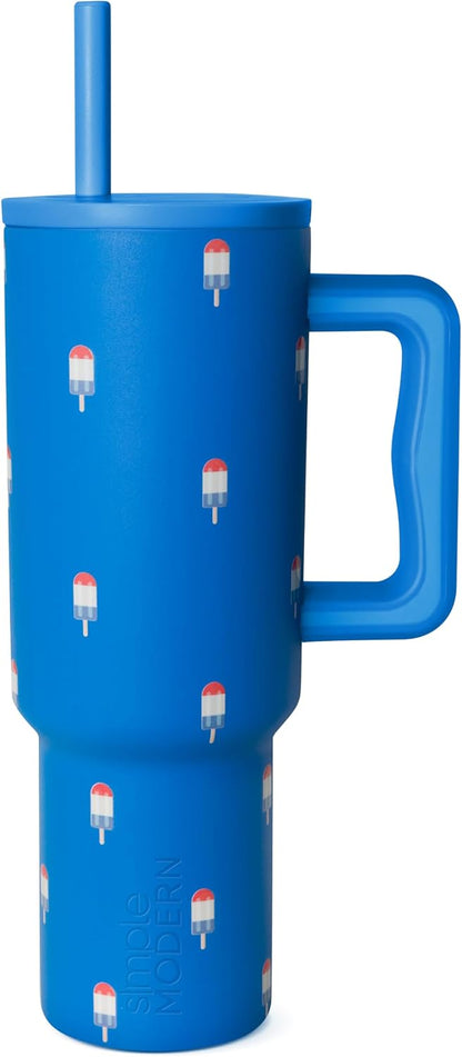 40oz Leak-Proof Ceramic Lined Tumbler with Handle | Skiing | Trek Signature Insulated Water Bottle with Straw Lid | Cupholder Friendly Tumbler with Silicone Base | Downhill Skiing