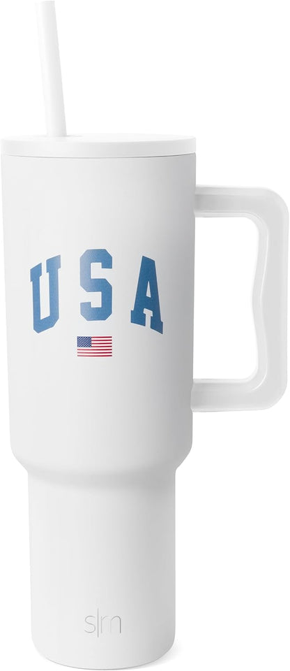 40oz Leak-Proof Ceramic Lined Tumbler with Handle | Skiing | Trek Signature Insulated Water Bottle with Straw Lid | Cupholder Friendly Tumbler with Silicone Base | Downhill Skiing